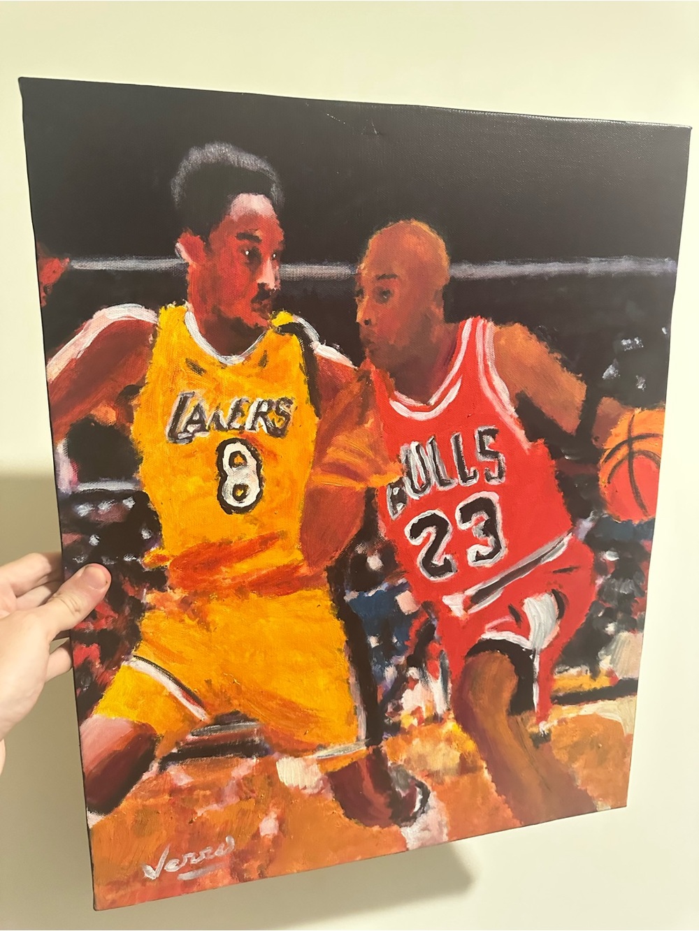 Micheal Jordan vs Kobe Basketball painting Duo Canvas painting art 1/1 16x20